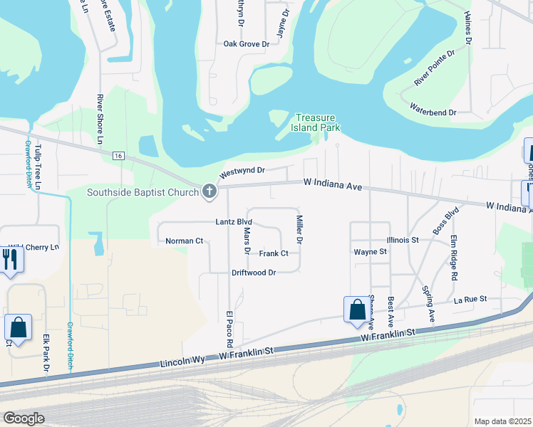 map of restaurants, bars, coffee shops, grocery stores, and more near 28912 Miller Dr in Elkhart