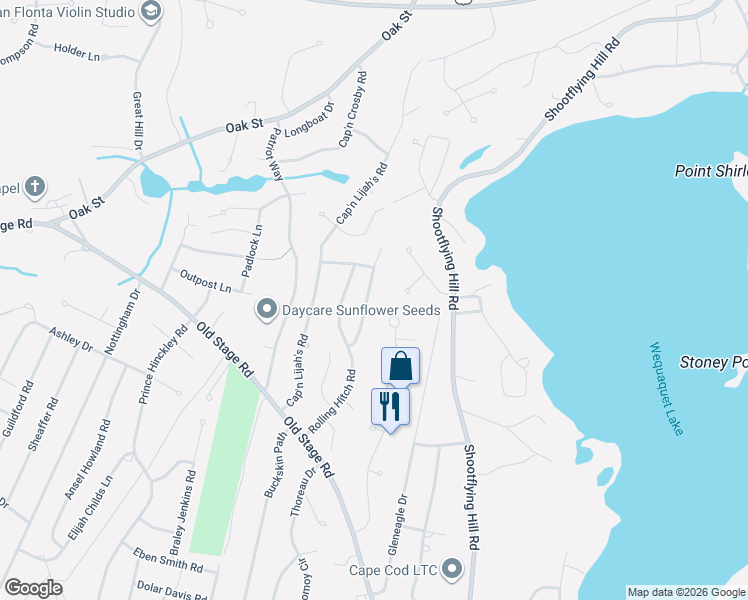 map of restaurants, bars, coffee shops, grocery stores, and more near 190 Rolling Hitch Road in Barnstable