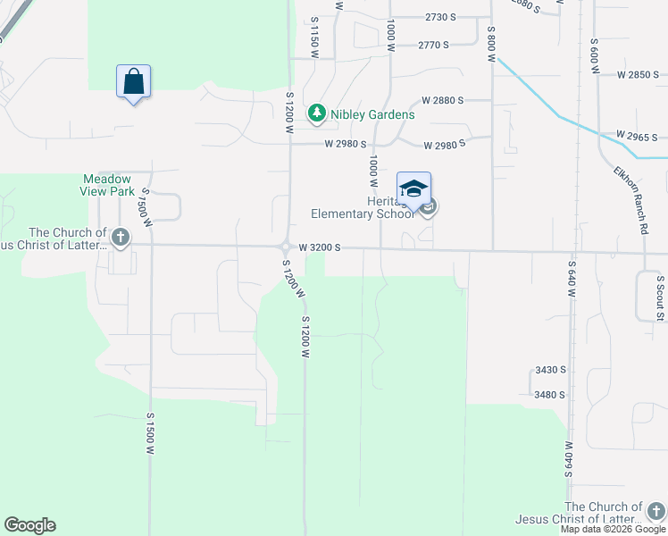 map of restaurants, bars, coffee shops, grocery stores, and more near 1050 West 3200 South in Nibley