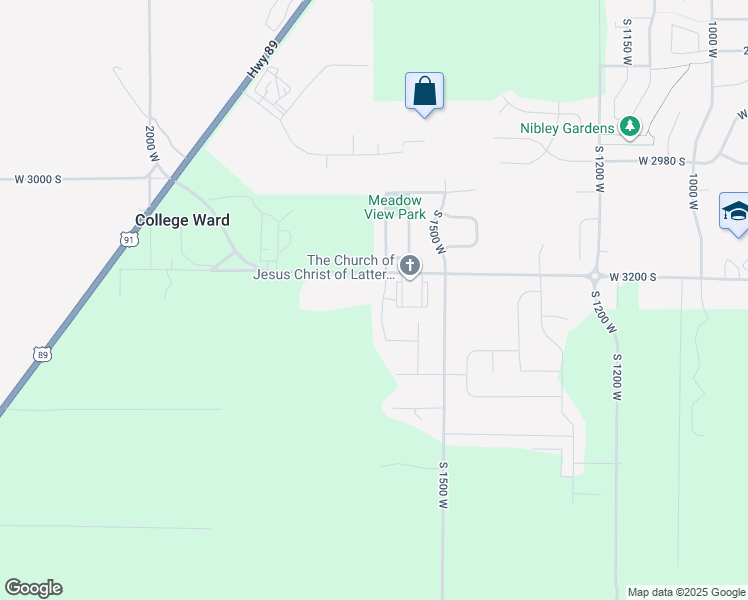 map of restaurants, bars, coffee shops, grocery stores, and more near 3241 South 1600 West in Nibley