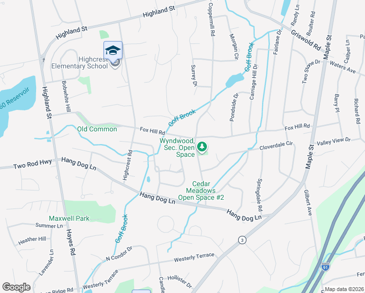 map of restaurants, bars, coffee shops, grocery stores, and more near 118 Butternut Circle in Wethersfield