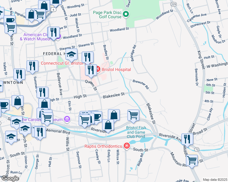map of restaurants, bars, coffee shops, grocery stores, and more near 268 High Street in Bristol