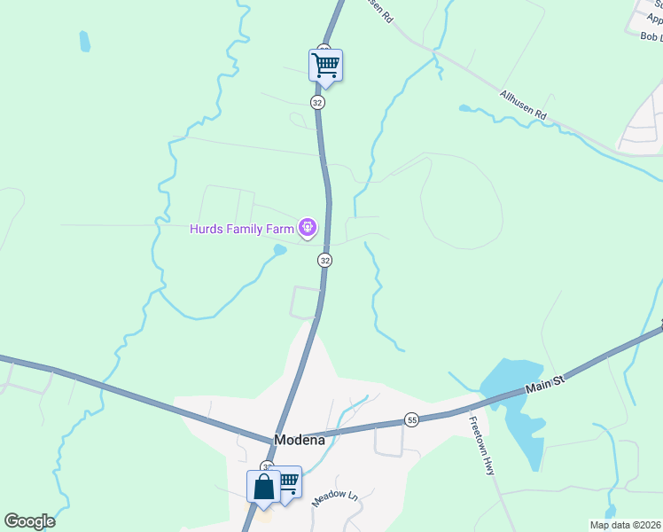 map of restaurants, bars, coffee shops, grocery stores, and more near 2172 New York 32 in Modena