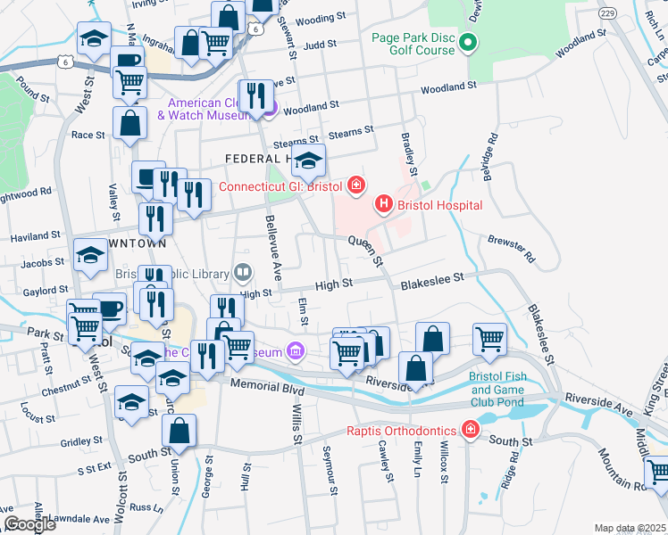 map of restaurants, bars, coffee shops, grocery stores, and more near 19 Goodwin Street in Bristol
