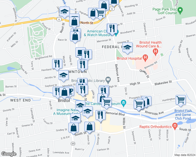 map of restaurants, bars, coffee shops, grocery stores, and more near 48 Summer Street in Bristol