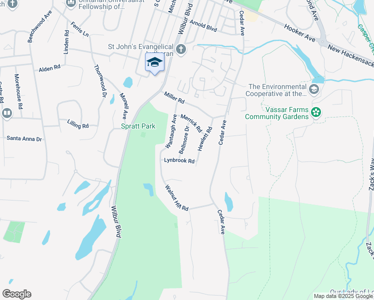 map of restaurants, bars, coffee shops, grocery stores, and more near 15 Bellmore Dr in Poughkeepsie
