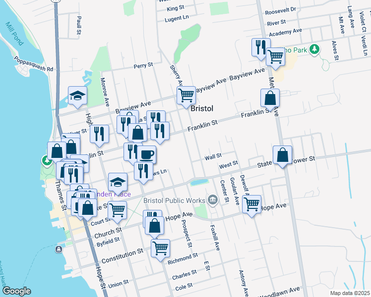 map of restaurants, bars, coffee shops, grocery stores, and more near 29 Magnolia St in Bristol