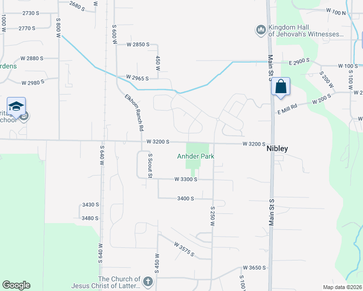 map of restaurants, bars, coffee shops, grocery stores, and more near 328 West 3200 South in Nibley