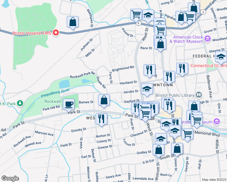 map of restaurants, bars, coffee shops, grocery stores, and more near 104 Jacobs Street in Bristol
