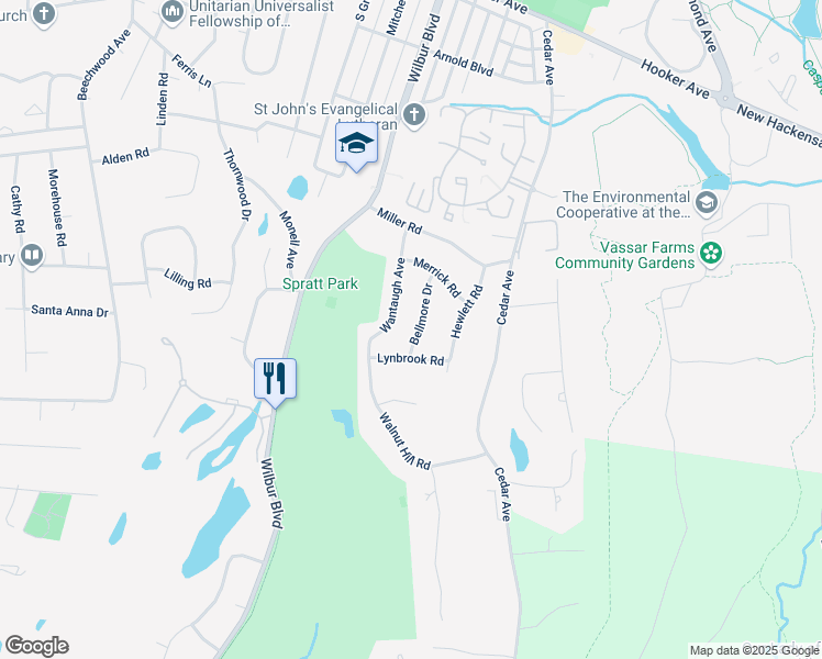 map of restaurants, bars, coffee shops, grocery stores, and more near 15 Bellmore Drive in Poughkeepsie