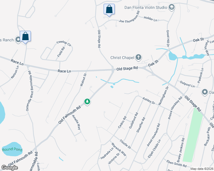 map of restaurants, bars, coffee shops, grocery stores, and more near 1020 Old Falmouth Road in Barnstable