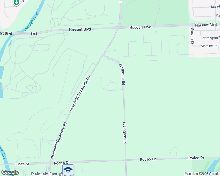 map of restaurants, bars, coffee shops, grocery stores, and more near 11300-11398 Essington Road in Plainfield