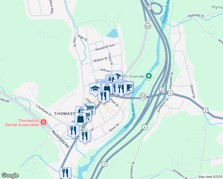map of restaurants, bars, coffee shops, grocery stores, and more near in Thomaston