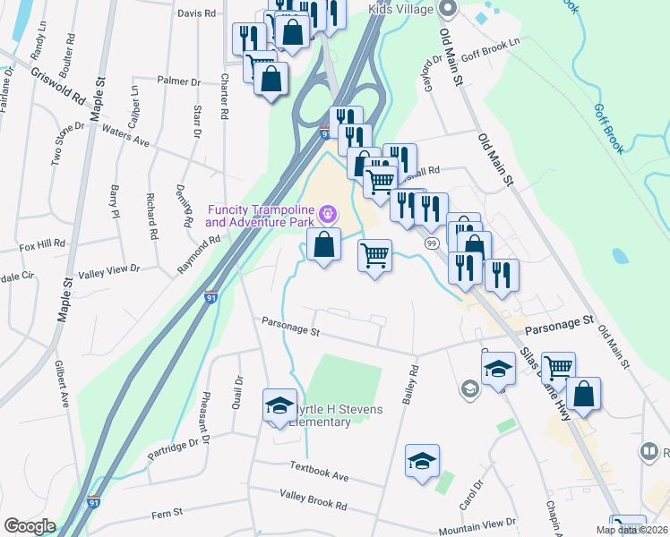 map of restaurants, bars, coffee shops, grocery stores, and more near 1899 Silas Deane Highway in Rocky Hill