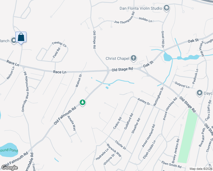 map of restaurants, bars, coffee shops, grocery stores, and more near 1044 Old Falmouth Road in Barnstable