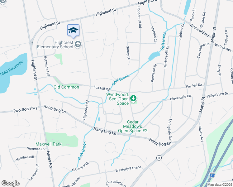 map of restaurants, bars, coffee shops, grocery stores, and more near 118 Butternut Circle in Wethersfield