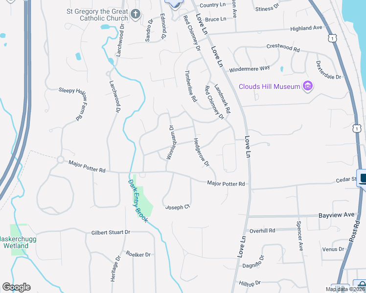 map of restaurants, bars, coffee shops, grocery stores, and more near 65 Hedgerow Drive in Warwick