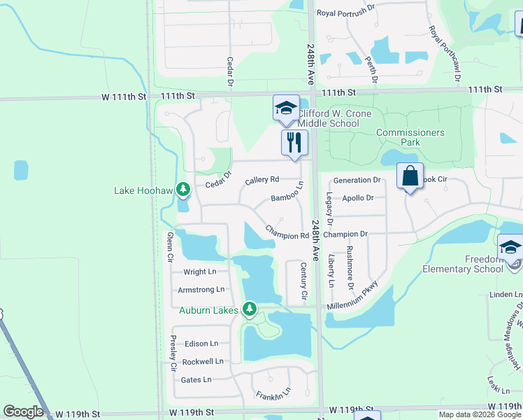 map of restaurants, bars, coffee shops, grocery stores, and more near 4111 Champion Road in Naperville