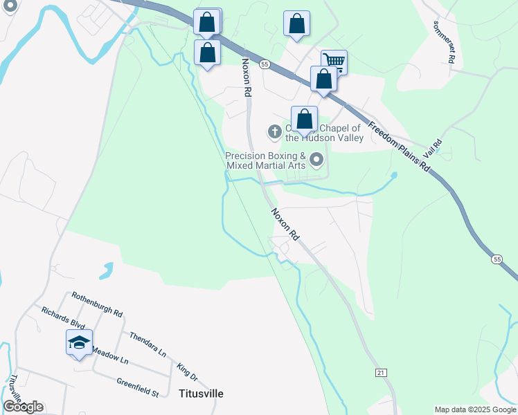 map of restaurants, bars, coffee shops, grocery stores, and more near 104 Noxon Road in Poughkeepsie
