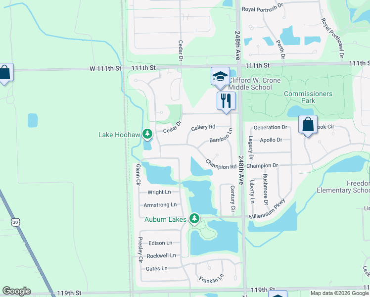 map of restaurants, bars, coffee shops, grocery stores, and more near 11515 Glenn Circle in Plainfield