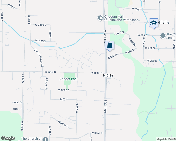 map of restaurants, bars, coffee shops, grocery stores, and more near 186 West 3175 South in Nibley