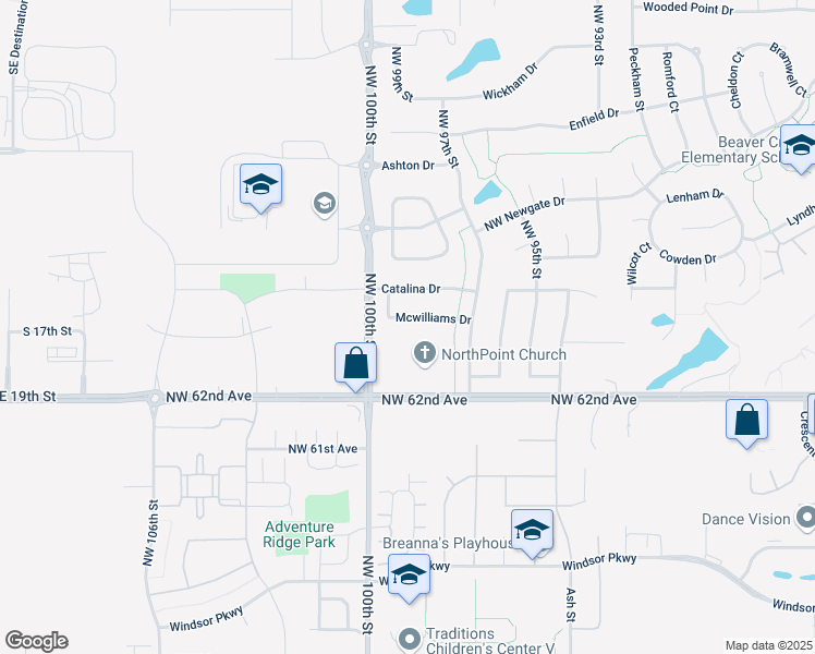 map of restaurants, bars, coffee shops, grocery stores, and more near 9828 Mcwilliams Drive in Johnston