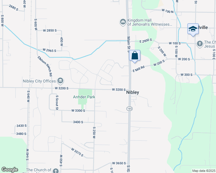 map of restaurants, bars, coffee shops, grocery stores, and more near 186 West 3175 South in Nibley