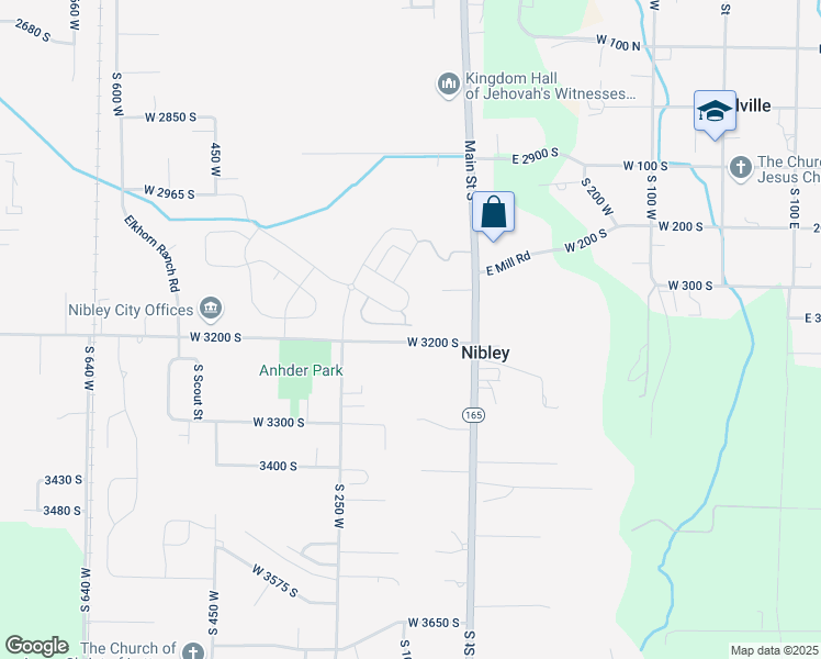 map of restaurants, bars, coffee shops, grocery stores, and more near 174 West 3175 South in Nibley