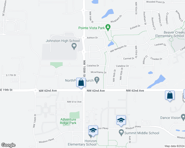 map of restaurants, bars, coffee shops, grocery stores, and more near 9828 Mcwilliams Drive in Johnston