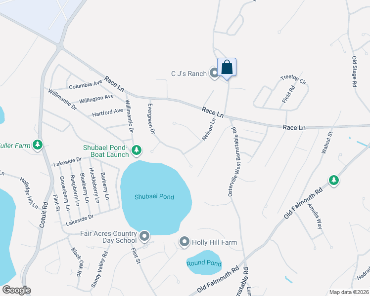 map of restaurants, bars, coffee shops, grocery stores, and more near 105 Nelson Lane in Barnstable