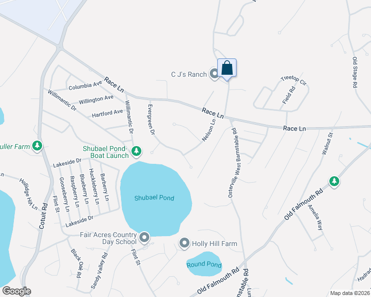 map of restaurants, bars, coffee shops, grocery stores, and more near 105 Nelson Lane in Barnstable