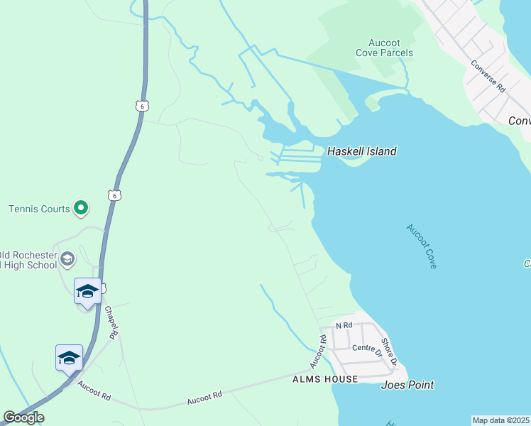 map of restaurants, bars, coffee shops, grocery stores, and more near 93 Aucoot Road in Mattapoisett