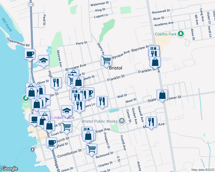 map of restaurants, bars, coffee shops, grocery stores, and more near 29 Magnolia Street in Bristol