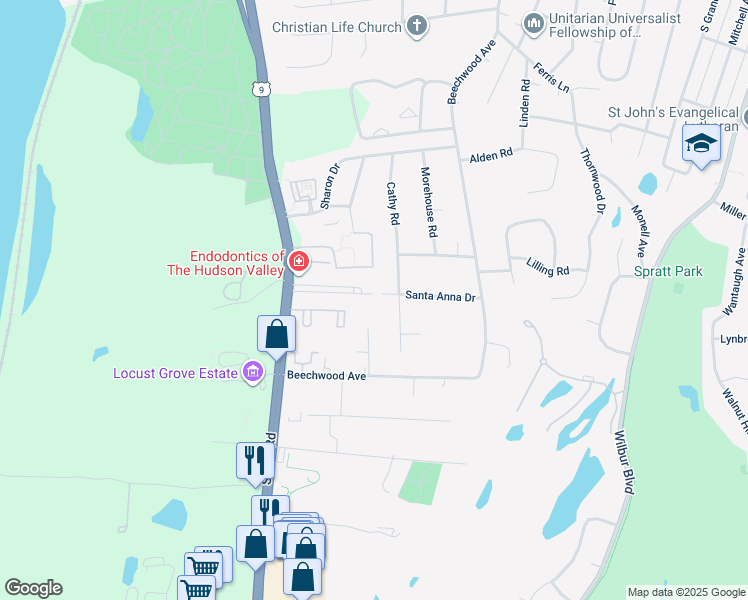 map of restaurants, bars, coffee shops, grocery stores, and more near 26 Field Court in Poughkeepsie