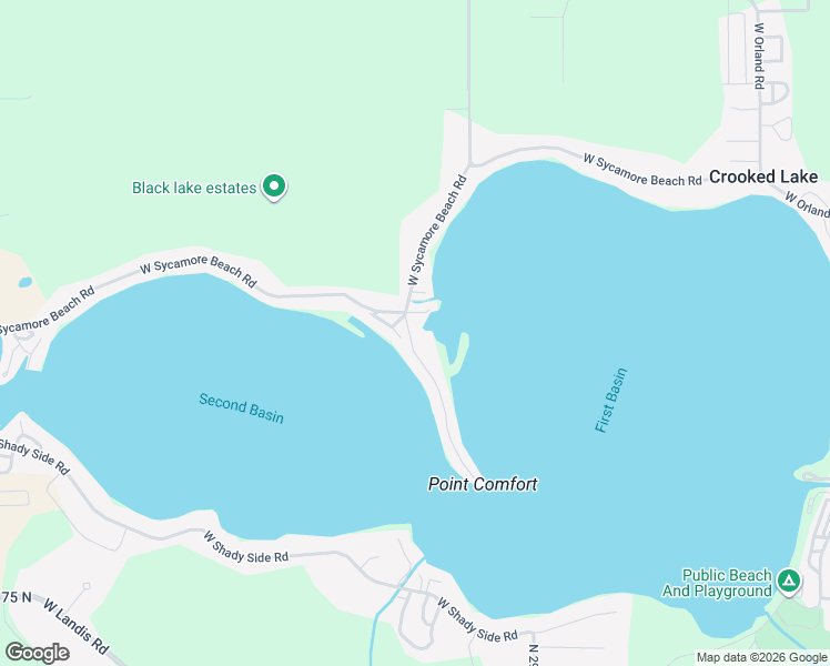 map of restaurants, bars, coffee shops, grocery stores, and more near 35 Ln 350 Crooked Lake in Angola