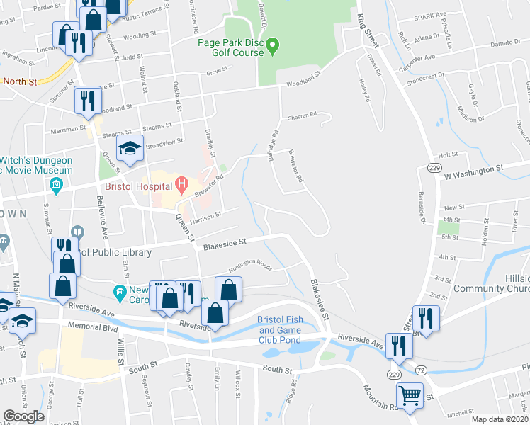 map of restaurants, bars, coffee shops, grocery stores, and more near 41 Stage Coach Road in Bristol
