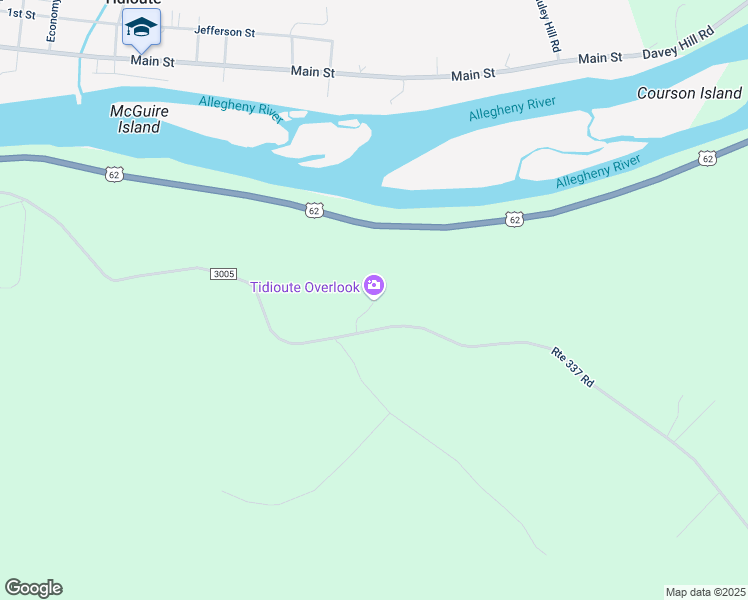 map of restaurants, bars, coffee shops, grocery stores, and more near Route 337 Road in Tidioute
