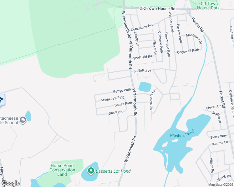 map of restaurants, bars, coffee shops, grocery stores, and more near 32 Bettys Path in Yarmouth
