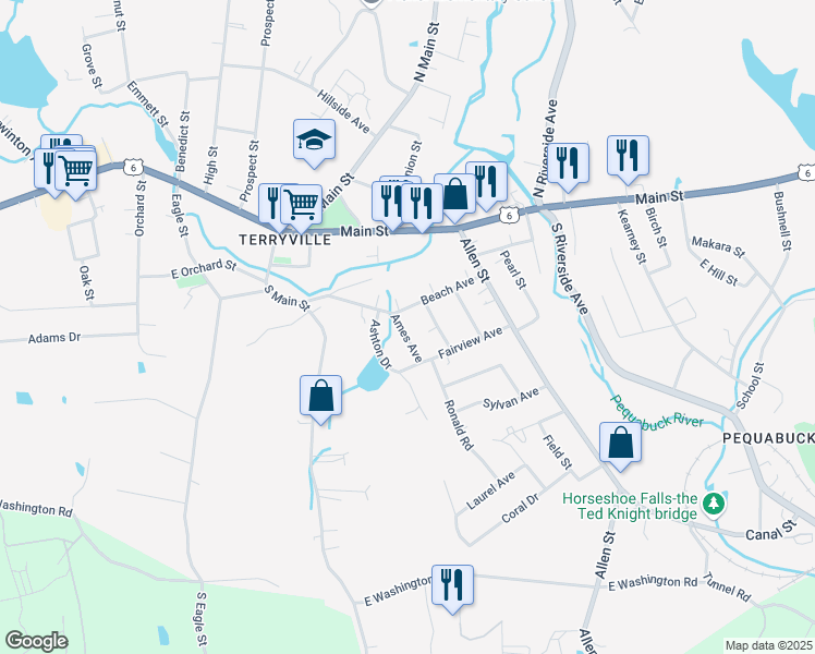 map of restaurants, bars, coffee shops, grocery stores, and more near 37 Beach Avenue in Plymouth