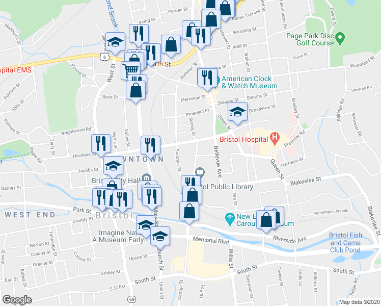 map of restaurants, bars, coffee shops, grocery stores, and more near 6 Arnold Court in Bristol