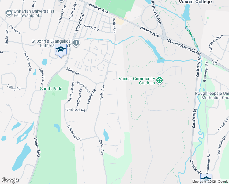 map of restaurants, bars, coffee shops, grocery stores, and more near 7 Richmond Road in Poughkeepsie