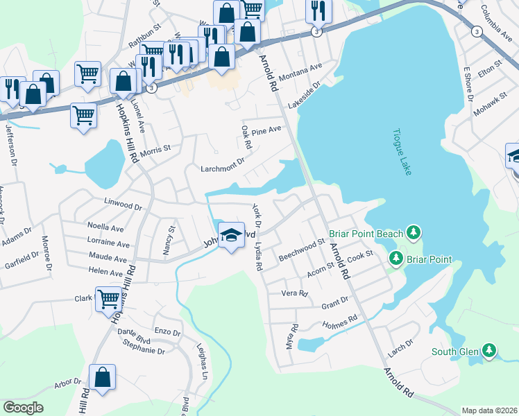 map of restaurants, bars, coffee shops, grocery stores, and more near 11 York Drive in Coventry