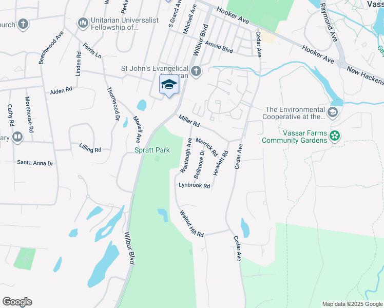 map of restaurants, bars, coffee shops, grocery stores, and more near 16 Wantaugh Avenue in Poughkeepsie