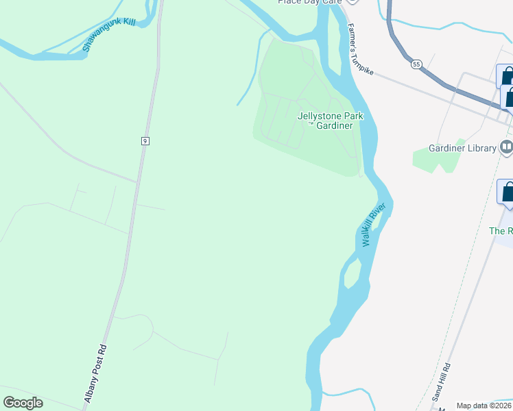 map of restaurants, bars, coffee shops, grocery stores, and more near 1105 Albany Post Road in Gardiner