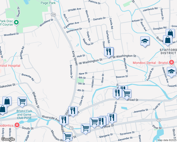 map of restaurants, bars, coffee shops, grocery stores, and more near 124 New Street in Bristol