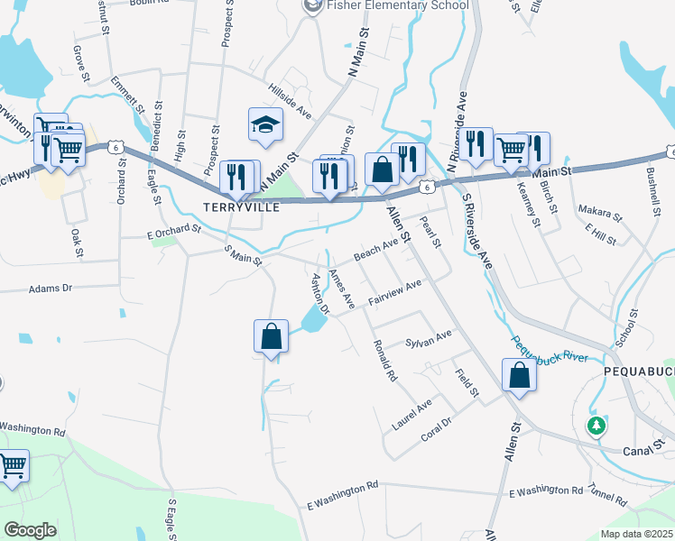 map of restaurants, bars, coffee shops, grocery stores, and more near 37 Beach Avenue in Plymouth