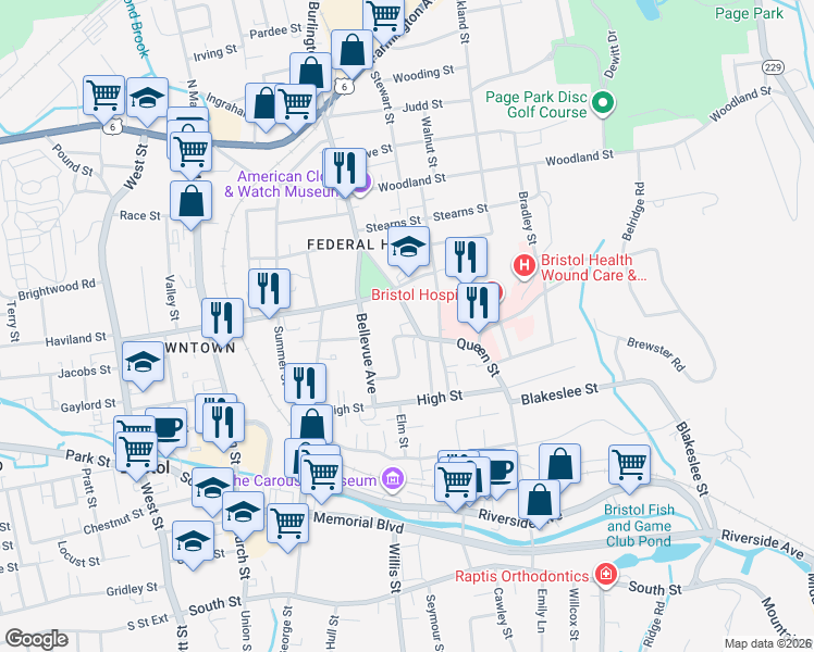 map of restaurants, bars, coffee shops, grocery stores, and more near 85 Beleden Gardens Drive in Bristol