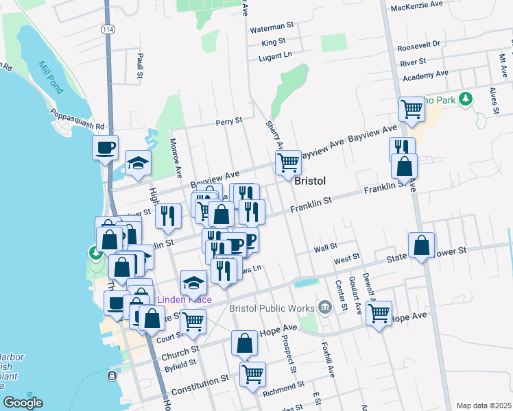 map of restaurants, bars, coffee shops, grocery stores, and more near 9 Reid Street in Bristol