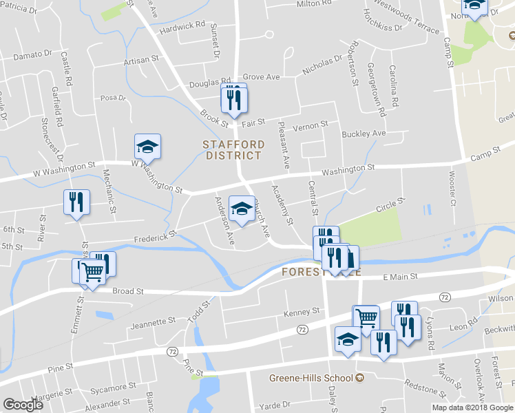 map of restaurants, bars, coffee shops, grocery stores, and more near Church Avenue in Bristol