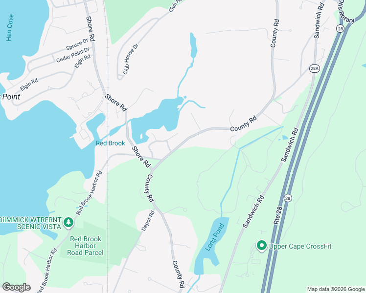 map of restaurants, bars, coffee shops, grocery stores, and more near 1093 County Road in Bourne